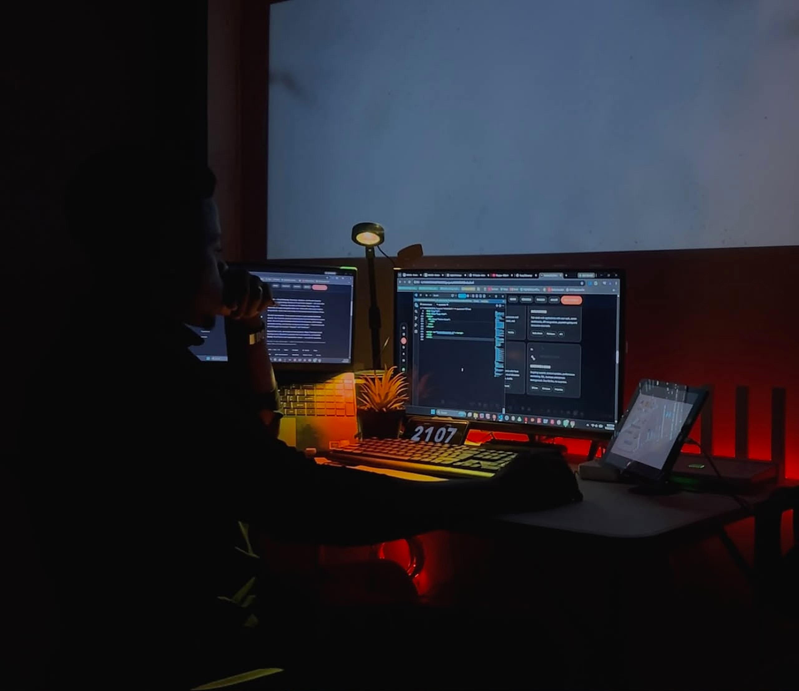 Nash working alone in his studio, building Nashcraft projects